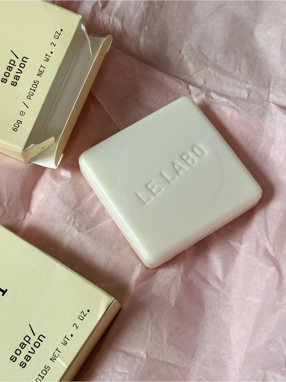 Le Labo Rose 31 soap - pale yellow boxes